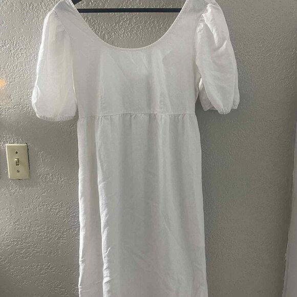 INGRID + ISABEL MATERNITY DRESS WHITE LINEN BABYDOLL NATURAL COASTAL‎  WOMEN XS - Picture 1 of 7
